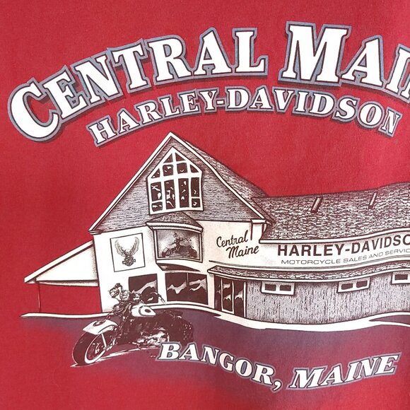 Central Maine Harley Davidson Graphic T-Shirt Men's Large Red Short Sleeve - Picture 7 of 9